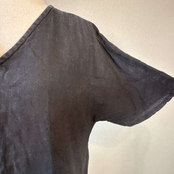 Crown Linen Designs Womens Oversized Swing Shift Dress Size XS/S Black Pockets - Picture 4 of 8